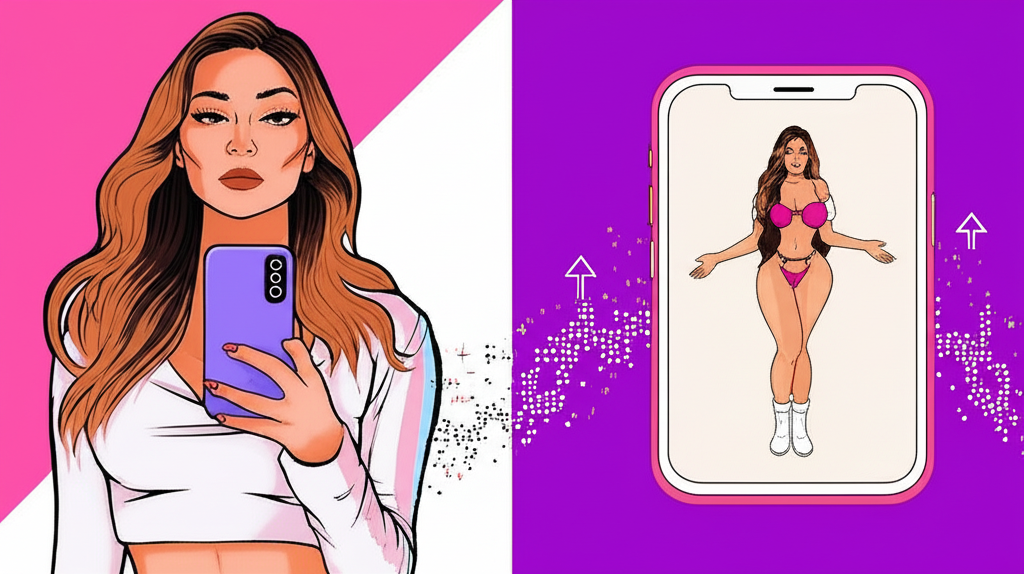An illustration showing Karely Ruiz's journey from Monterrey Mexico sharing personal anecdotes and fashion on social media to becoming a national sensation with a relatable persona and vibrant personality