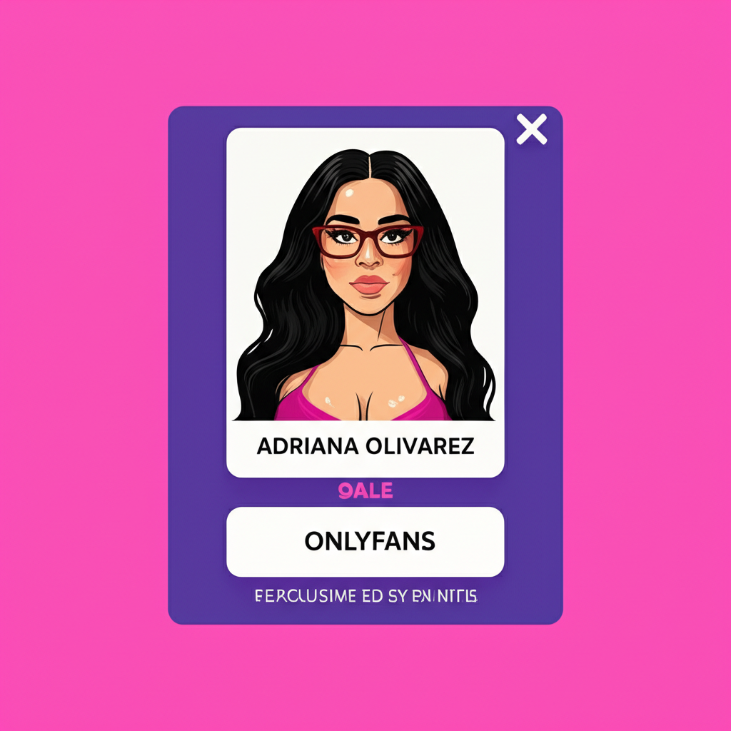 illustration showing Adriana Olivarez within an OnlyFans interface symbolizing exclusive content creation and monetization with a paywall protecting her digital offerings