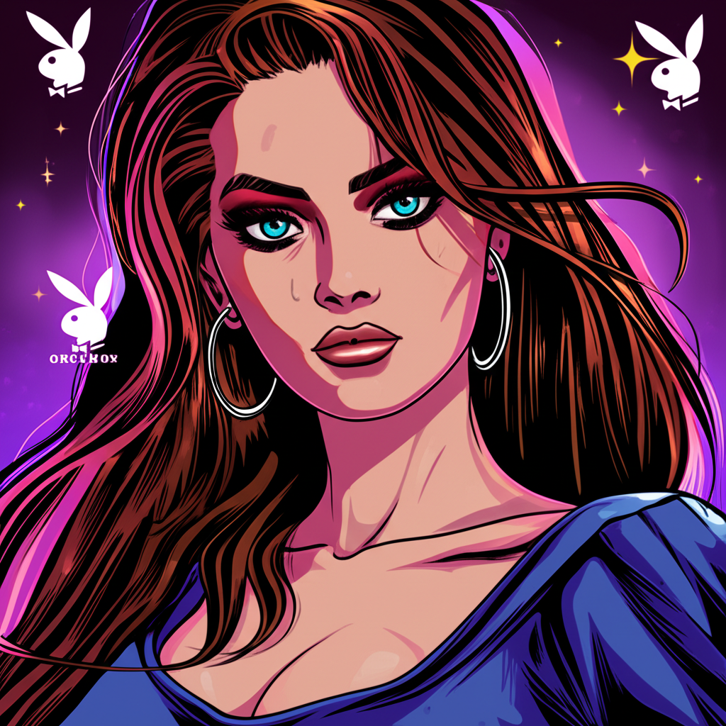 Gillian Nation as a prominent figure in modeling and digital content, blending Playboy and OnlyFans branding with modern online fame