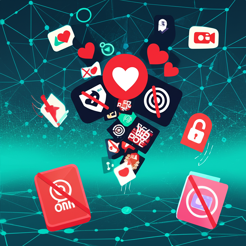 Illustration of private content leaking from secure platforms like OnlyFans and Fanhouse into the digital wild