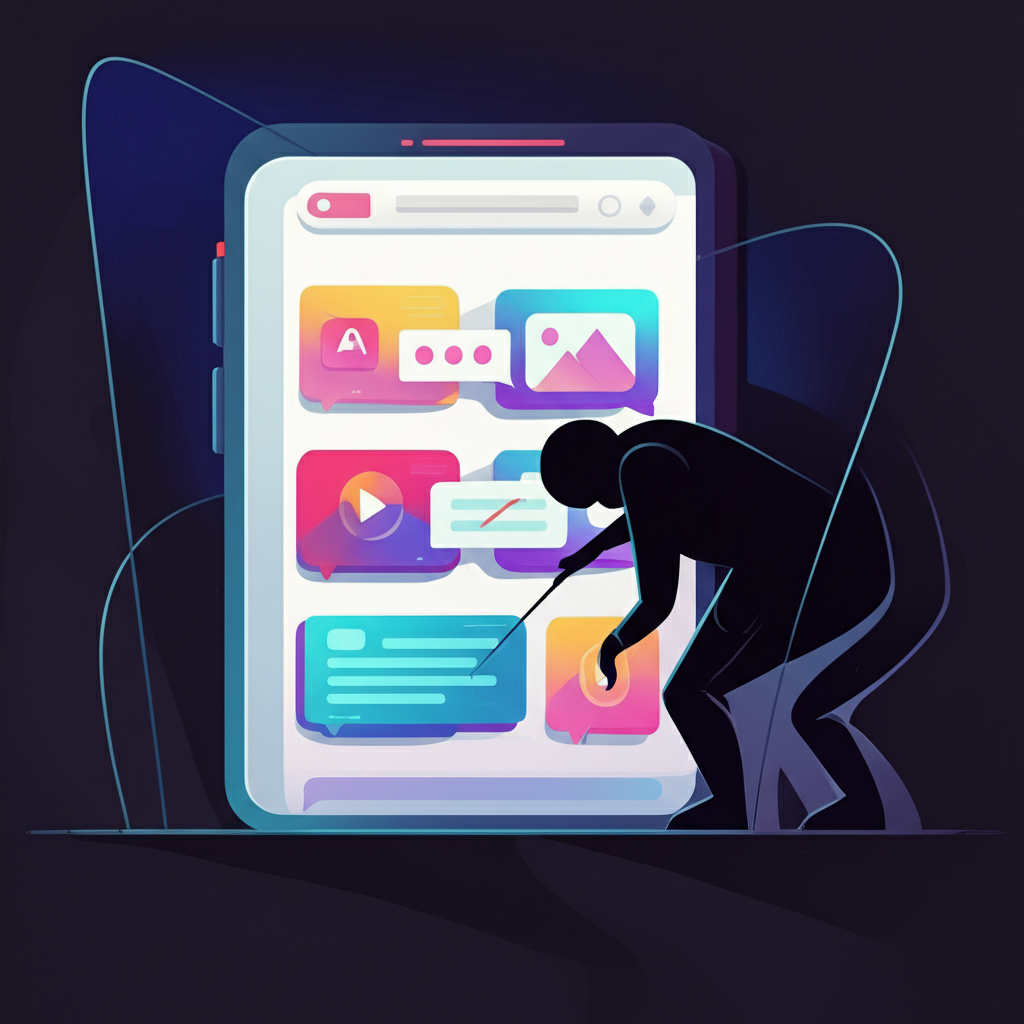 Illustration showing secure OnlyFans platform with photos, videos, and messages being stolen and shared by a malicious entity, undermining security and creators' rights