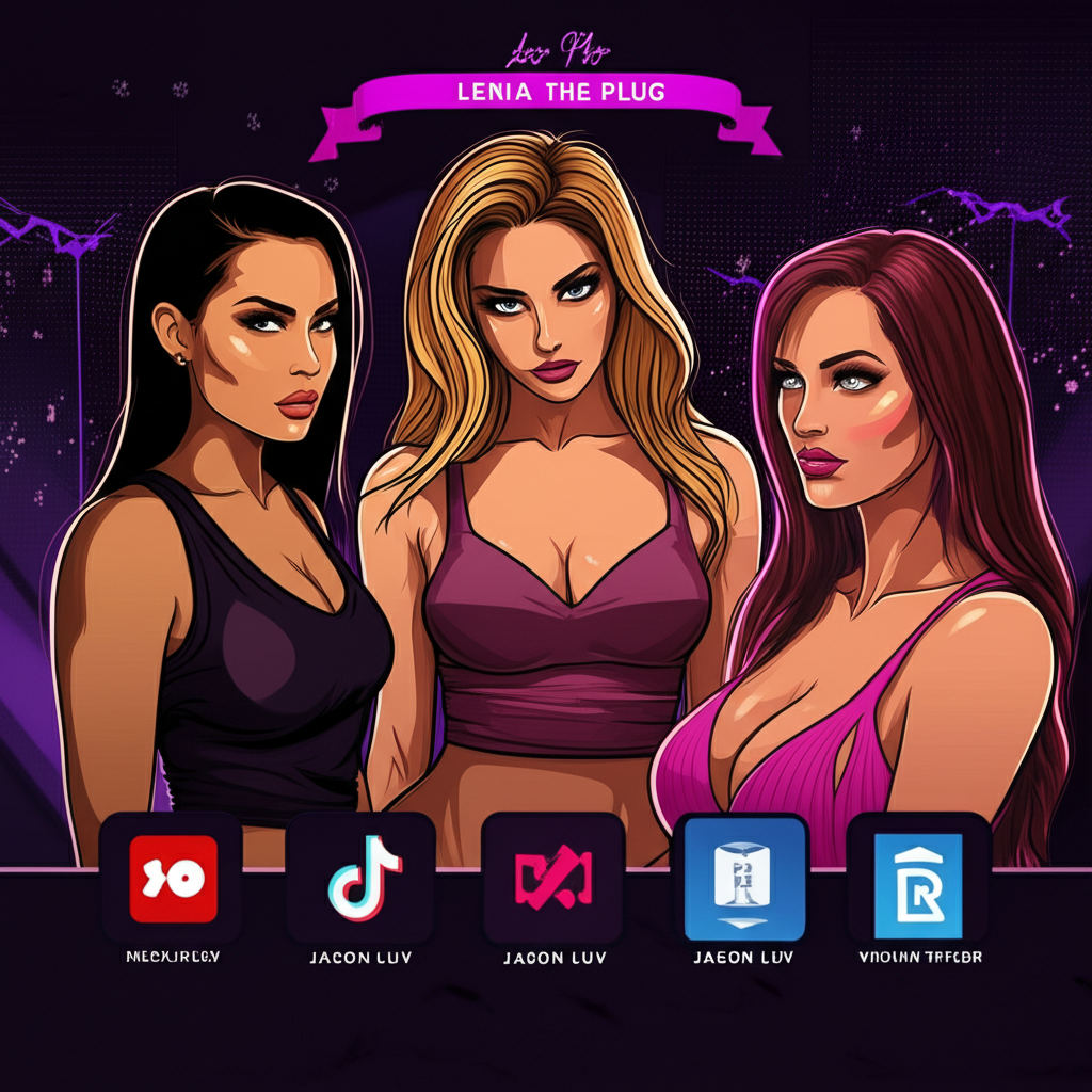 Iconic scenes from Lena The Plug's adult entertainment career featuring key collaborations