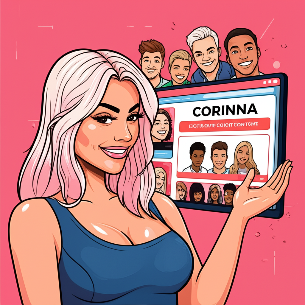 Corinna Kopf engaging with fans through an OnlyFans screen showing exclusive content and highlighting direct creator-fan interaction