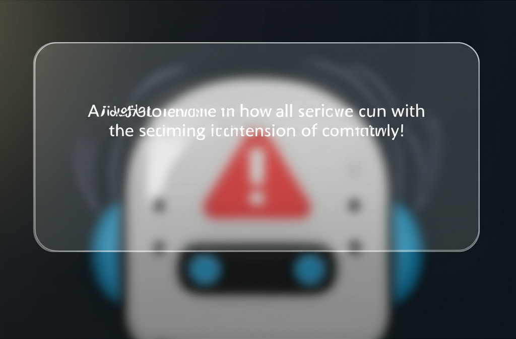AI assistant politely refusing to generate harmful content with a warning icon in the background