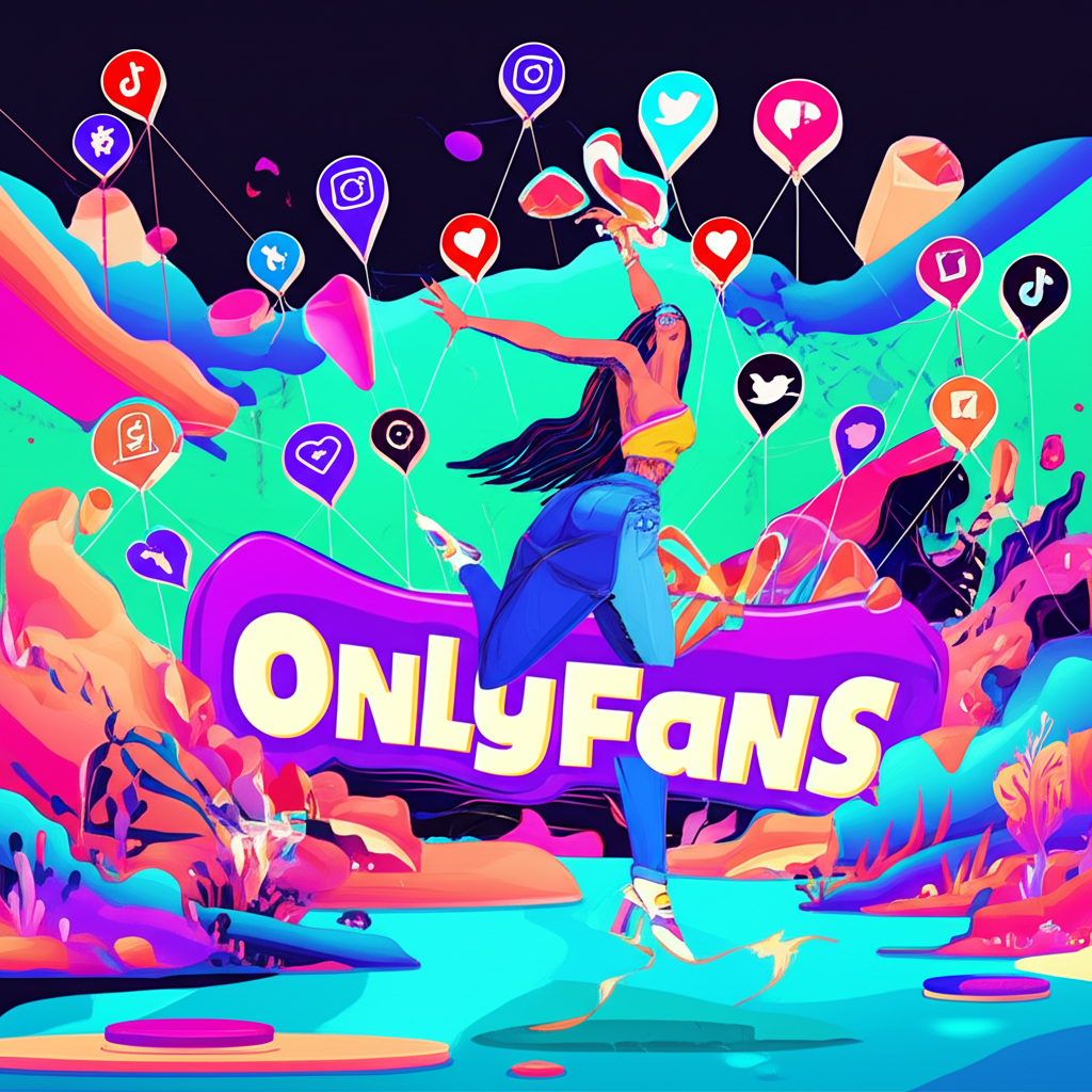 Digital creator Corinna Kopf navigating online platforms with OnlyFans and social media icons representing content monetization and public interest