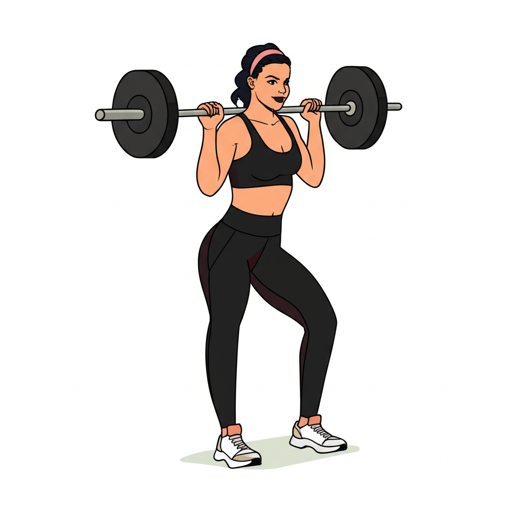 Eva Joanna in a gym setting demonstrating rigorous workout routines and visible progress updates inspiring body positivity and self-improvement illustration style