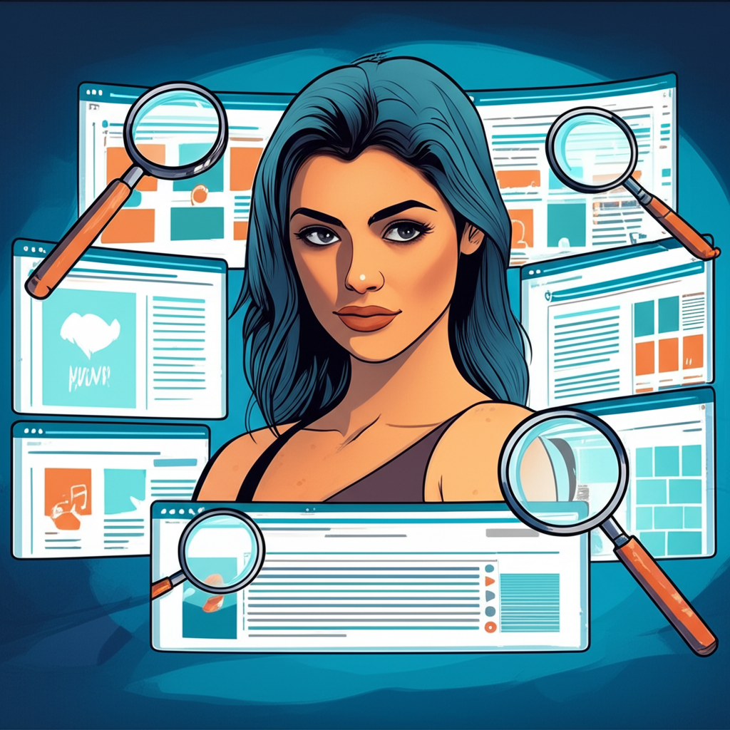 Gia Duddy digital scrutiny illustration online fame and privacy invasion