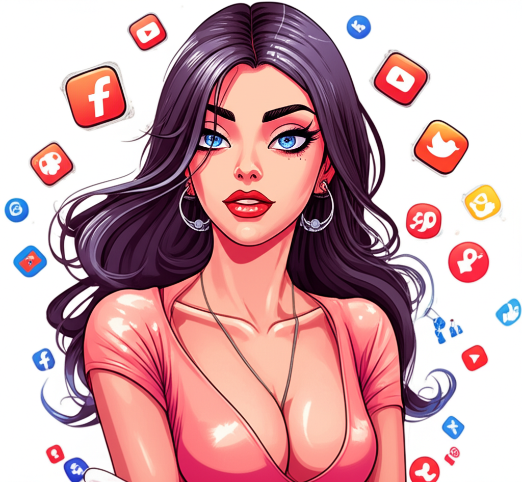 Illustration of Mila Ruby as a prominent adult content creator known for her engaging style and direct interaction with fans across social media platforms