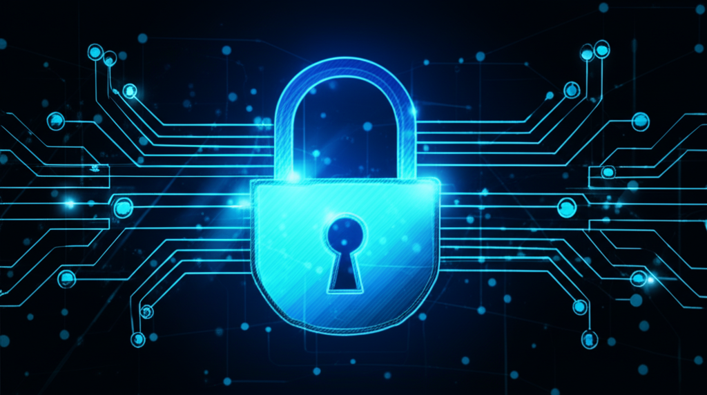 protective digital barrier and lock icon symbolizing online privacy and data security for individuals