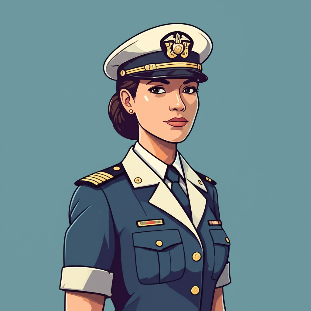 Illustration of Brynn Woods as a former United States Navy officer reflecting discipline and leadership that shaped her career path