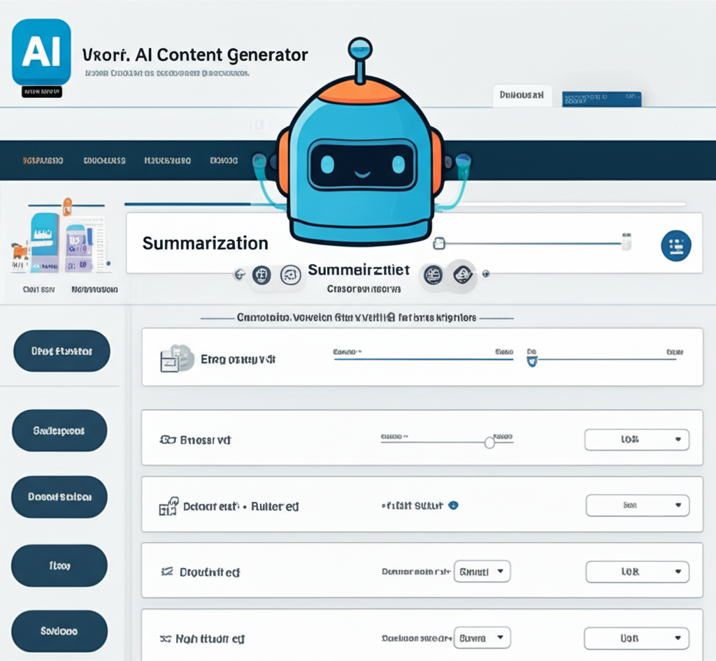 User interface of AI content generator showcasing versatile formats and customization for brand voice