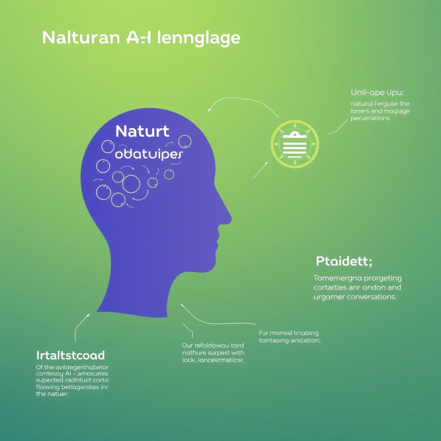 A visual representation of natural language processing and machine learning algorithms working together to enable AI companions to understand human language nuances context and intent for fluid engaging conversations