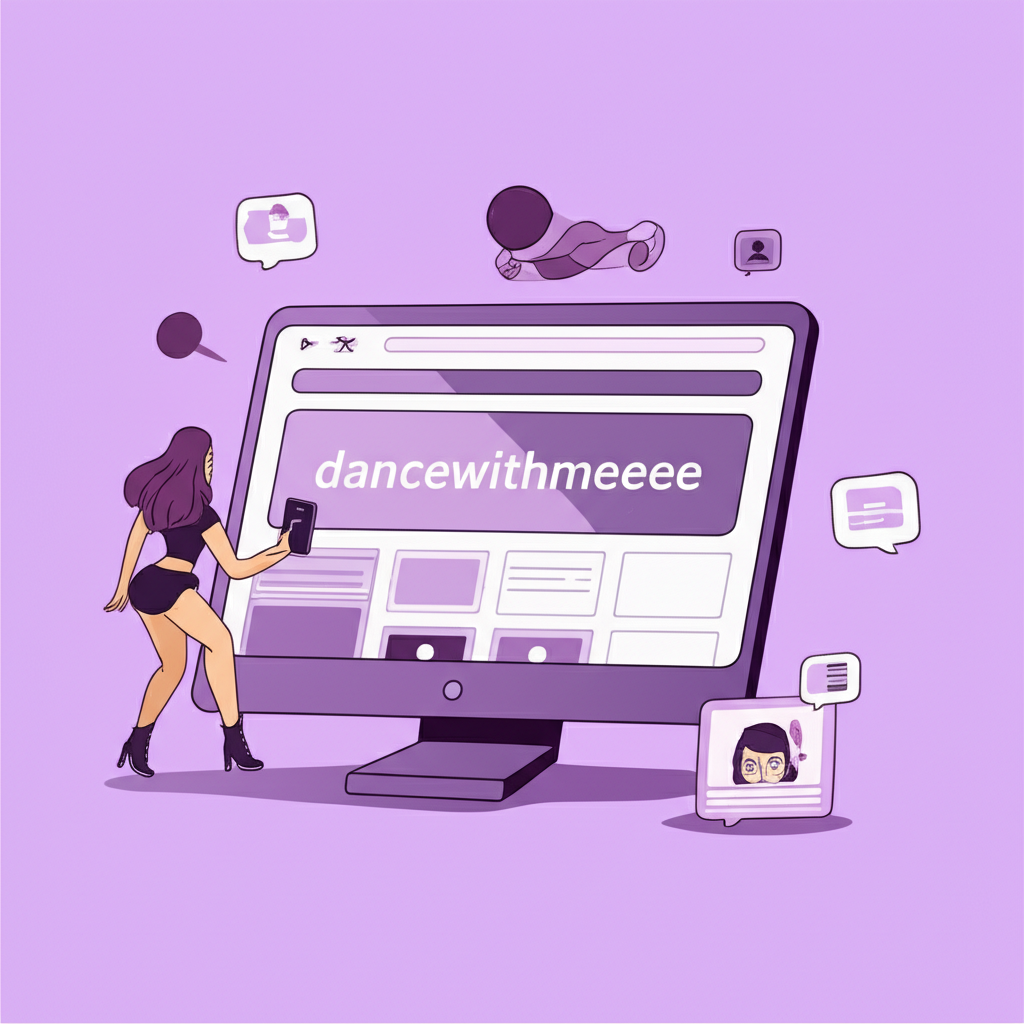 Illustration of a digital creator named dancewithmeeee on the OnlyFans platform sharing exclusive media with subscribers, a neutral informative perspective guiding individuals through legitimate engagement