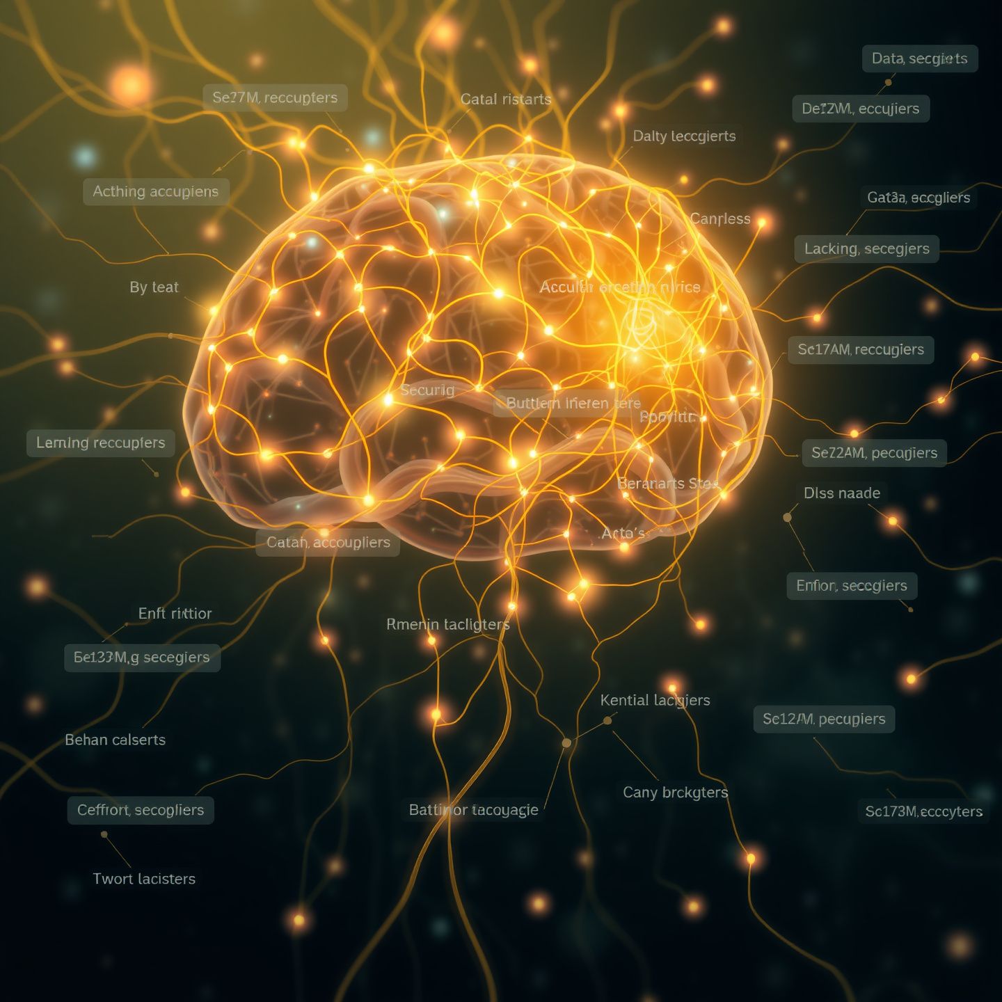 An abstract representation of artificial intelligence at work with intertwined neural networks processing human language and emotions displaying data streams and empathetic AI responses in a dynamic visual