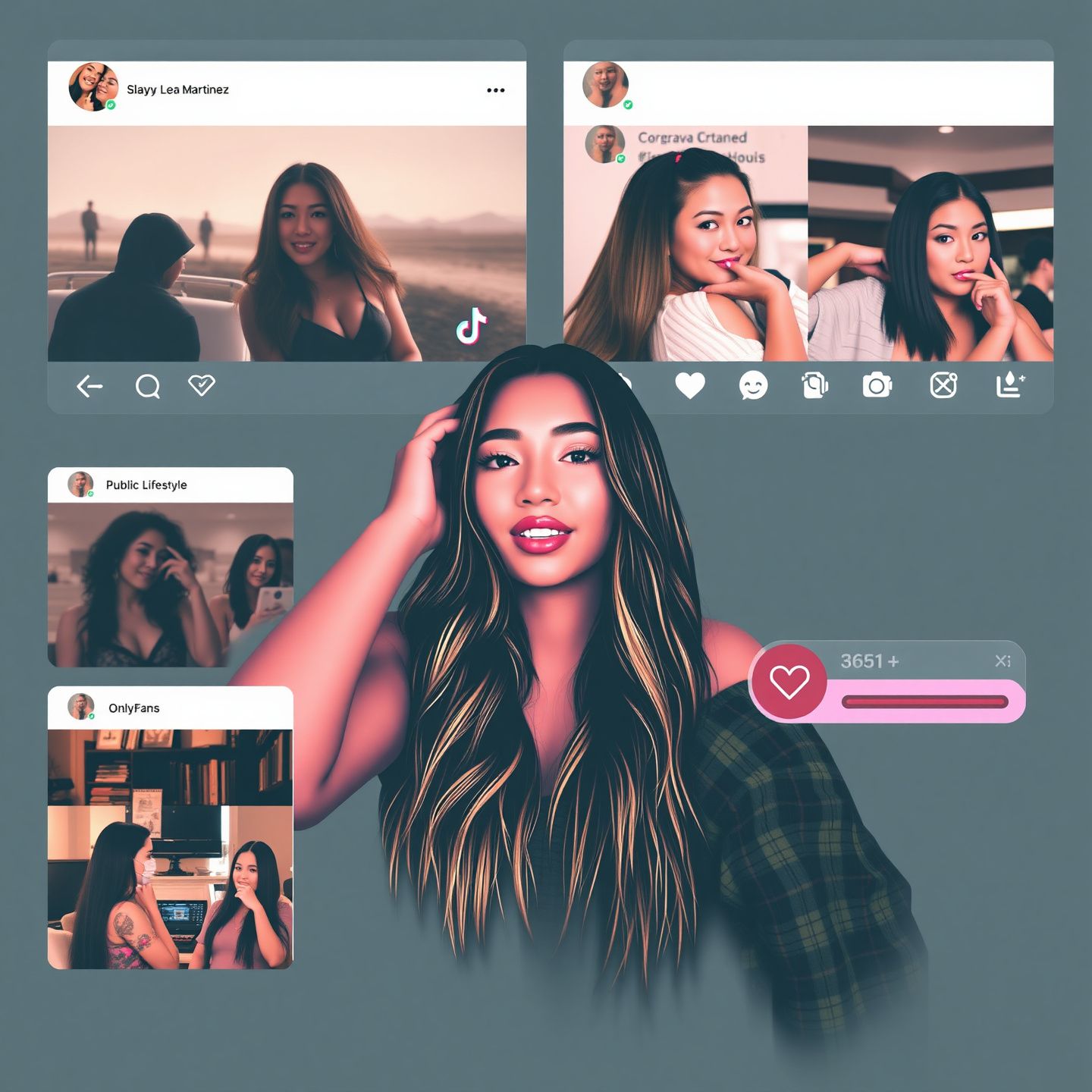 Content creator Slayeas Lea Martinez connecting with fans on platforms like OnlyFans, TikTok, and Instagram through lifestyle shares and exclusive subscriber content