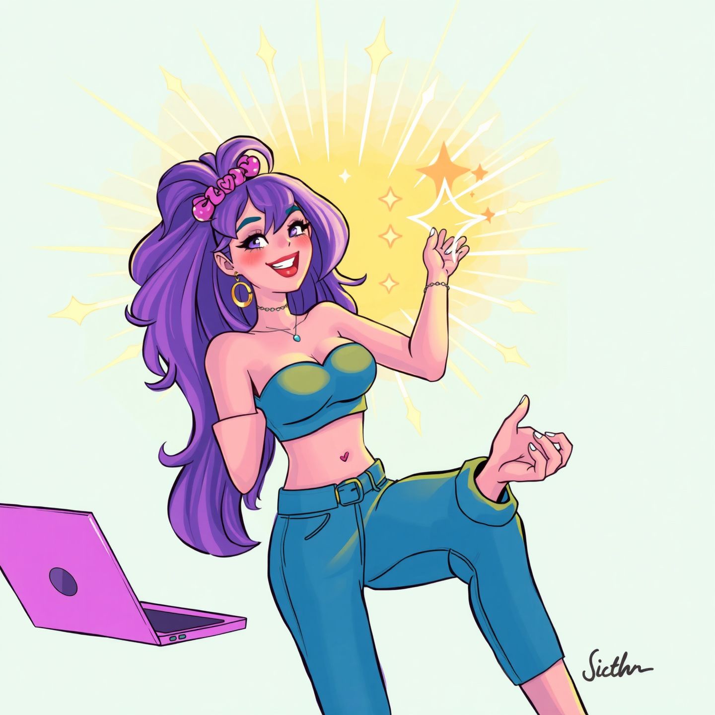 A vibrant illustration of Siarly as a distinctive online persona radiating charisma and engaging directly with her fanbase showcasing her unique aesthetic and exclusive offerings fostering a strong sense of community and loyalty among her followers on a creator platform