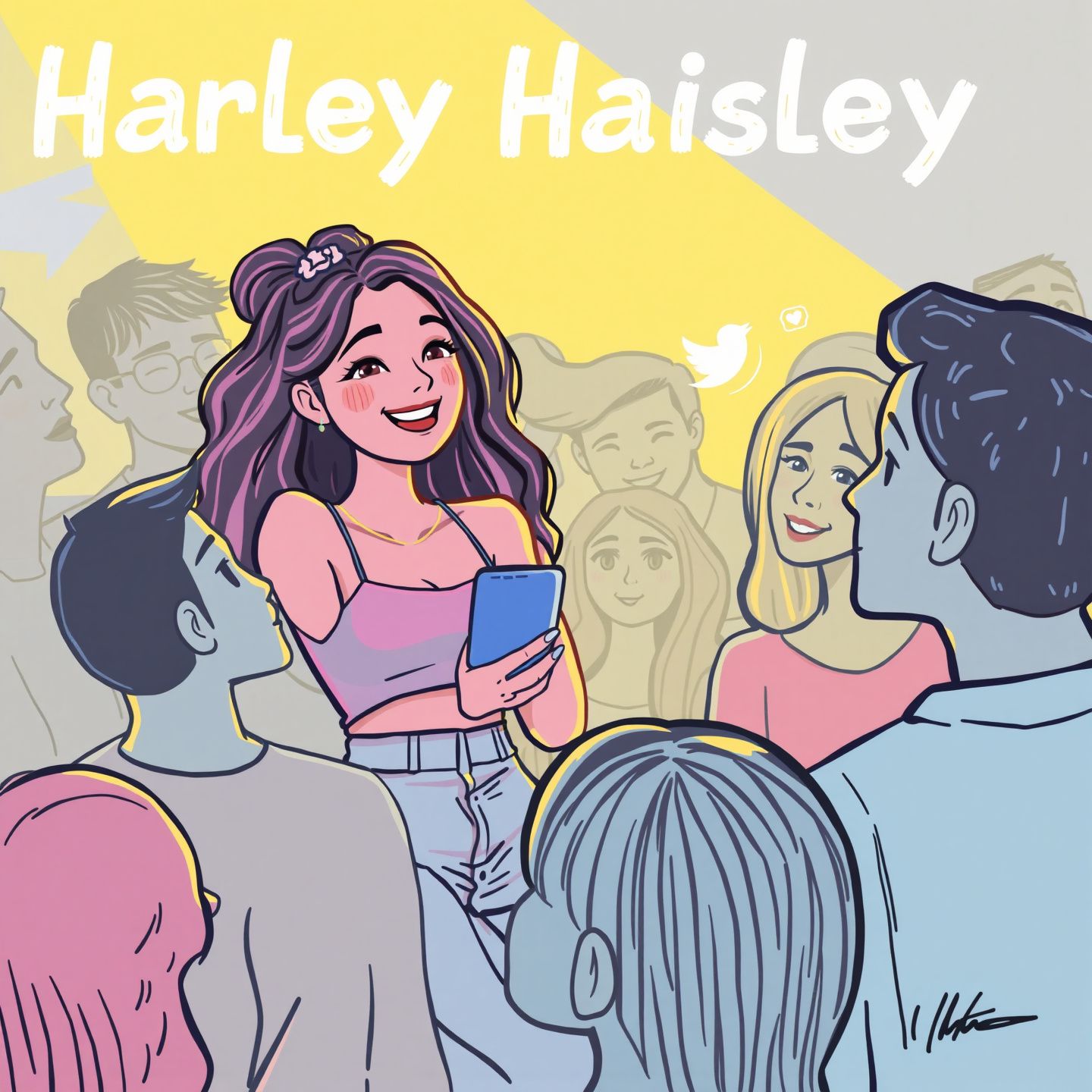 Young woman like Harley Haisley engaging with audience on TikTok, Instagram, and X Twitter through creative content